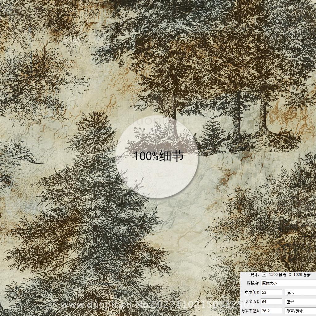 中式森林无缝墙布贴图