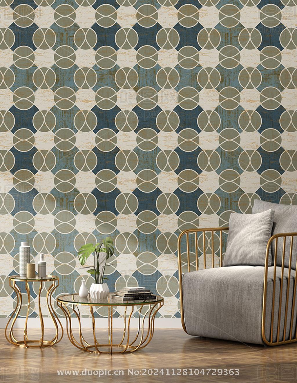 现代简约几何图形复古墙纸墙布图案壁纸壁画