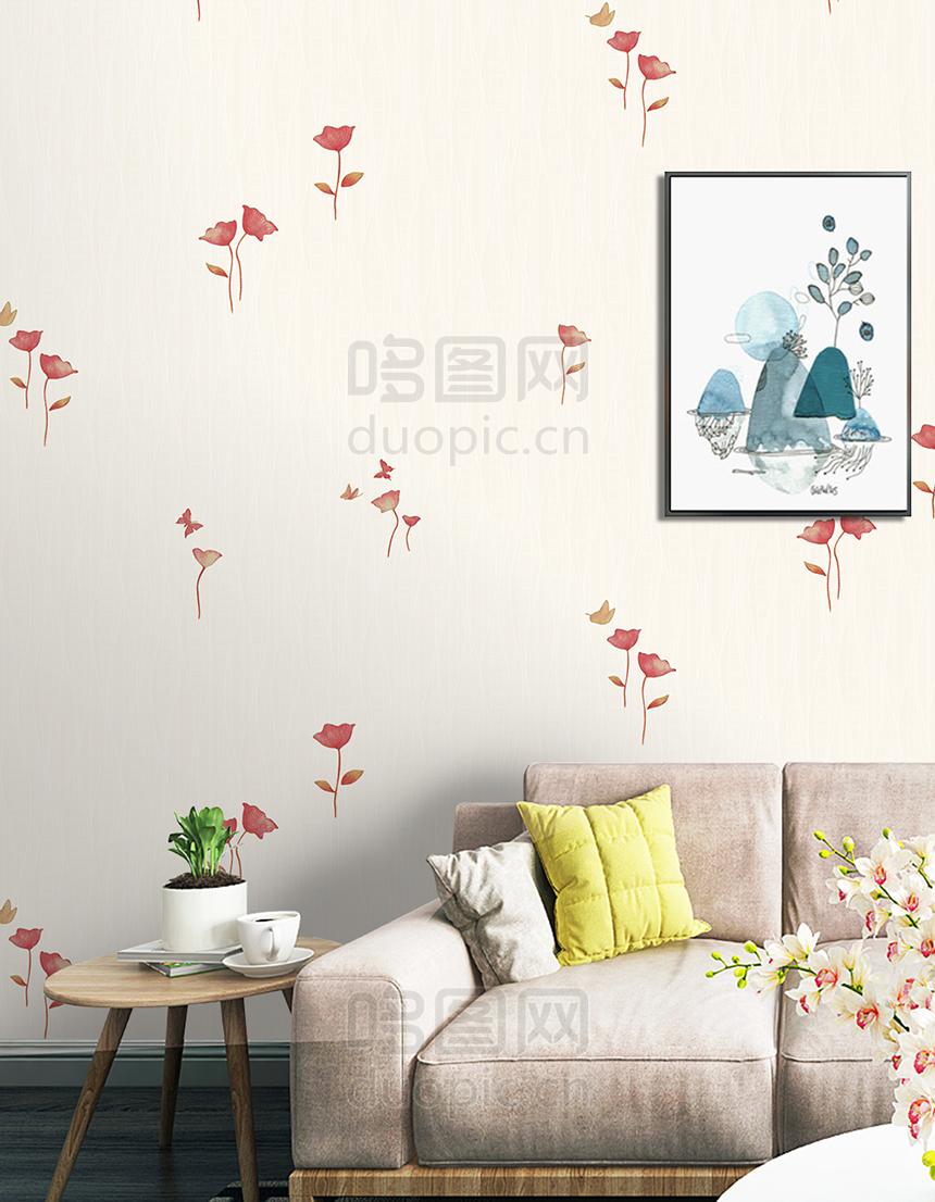 新中式小花墙纸