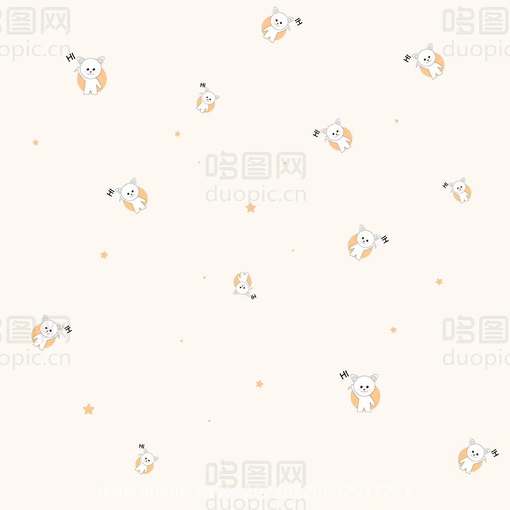 卡通猫咪儿童房墙纸